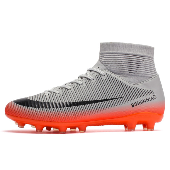 ZHENZU Outdoor Men Boys Soccer Shoes Football Boots High Ankle Kids Cleats